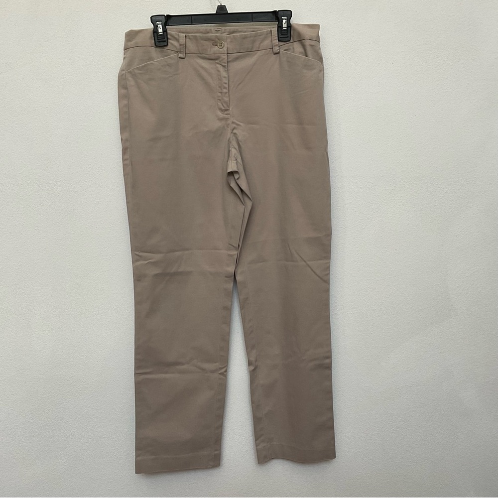 Jones New York Khaki Straight Leg Stretch Dress Pants Size 10 Office Career Work